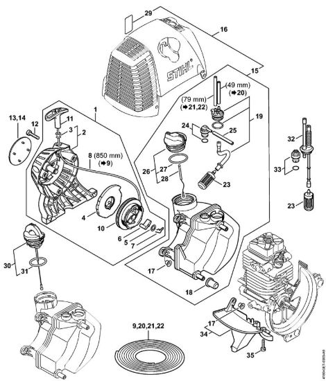 Dispositivo di avviamento, serbatoio carburante FC 100, FC 110 FC 110 brand Stihl